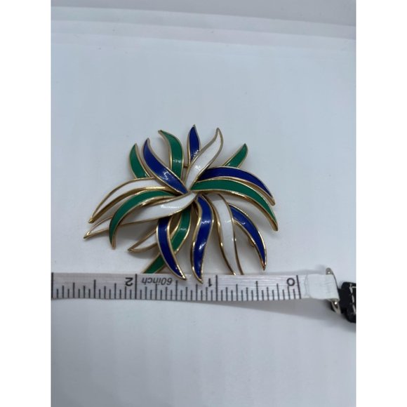 Mid-Century Crown TRIFARI Harlequin Enamel Gold To - Picture 4 of 5